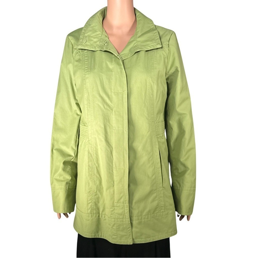 Eddie Bauer Christine Short Trench Coat Green Medium Tall New Lightweight Jacket